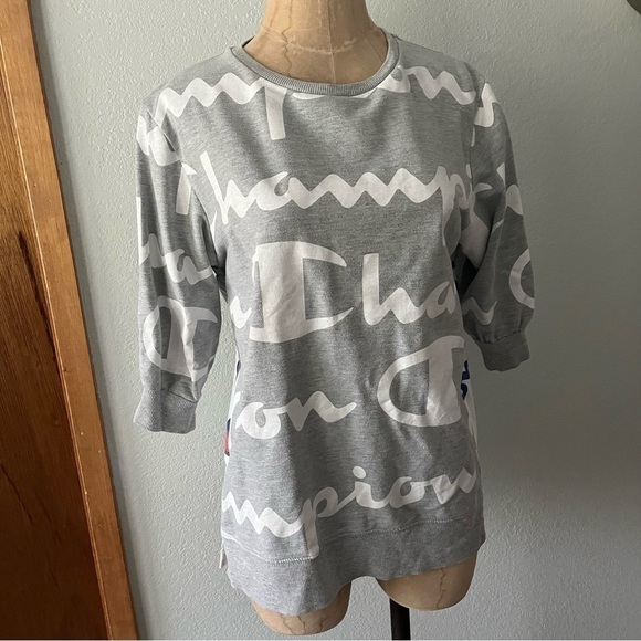 CHAMPION DIY sz M All Over Print Tee TShirt Back Pleats Short Sleeve Swe… - Picture 3 of 10